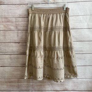 NEW WITHOUT TAGS CATO EYELET TIERED SKIRT IN ECRU